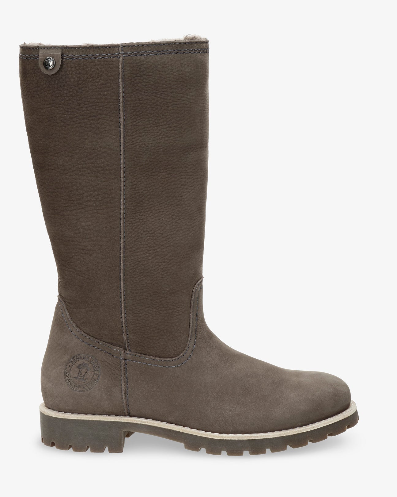 Bambina Igloo botas de piel con forro interior de pelo natural. gris